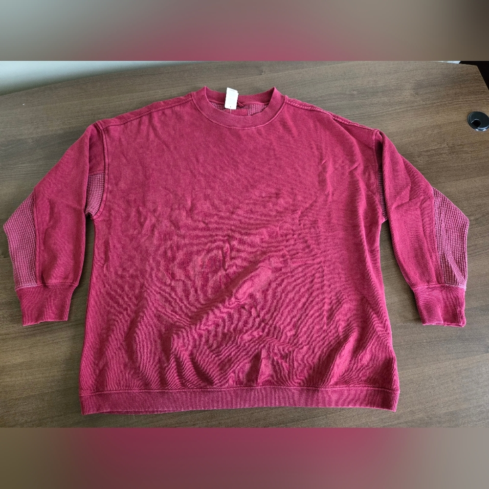 Aerie Getaway Crewneck Sweatshirt - L - Cherry Tart - NWT